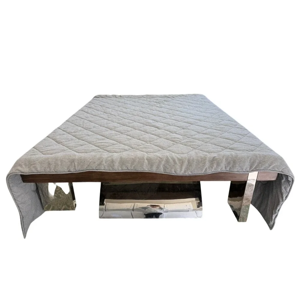 Gray Quilted Jersey Comforter‎ Diamond Stitch Minimalist King 102x86 Heavy Cozy